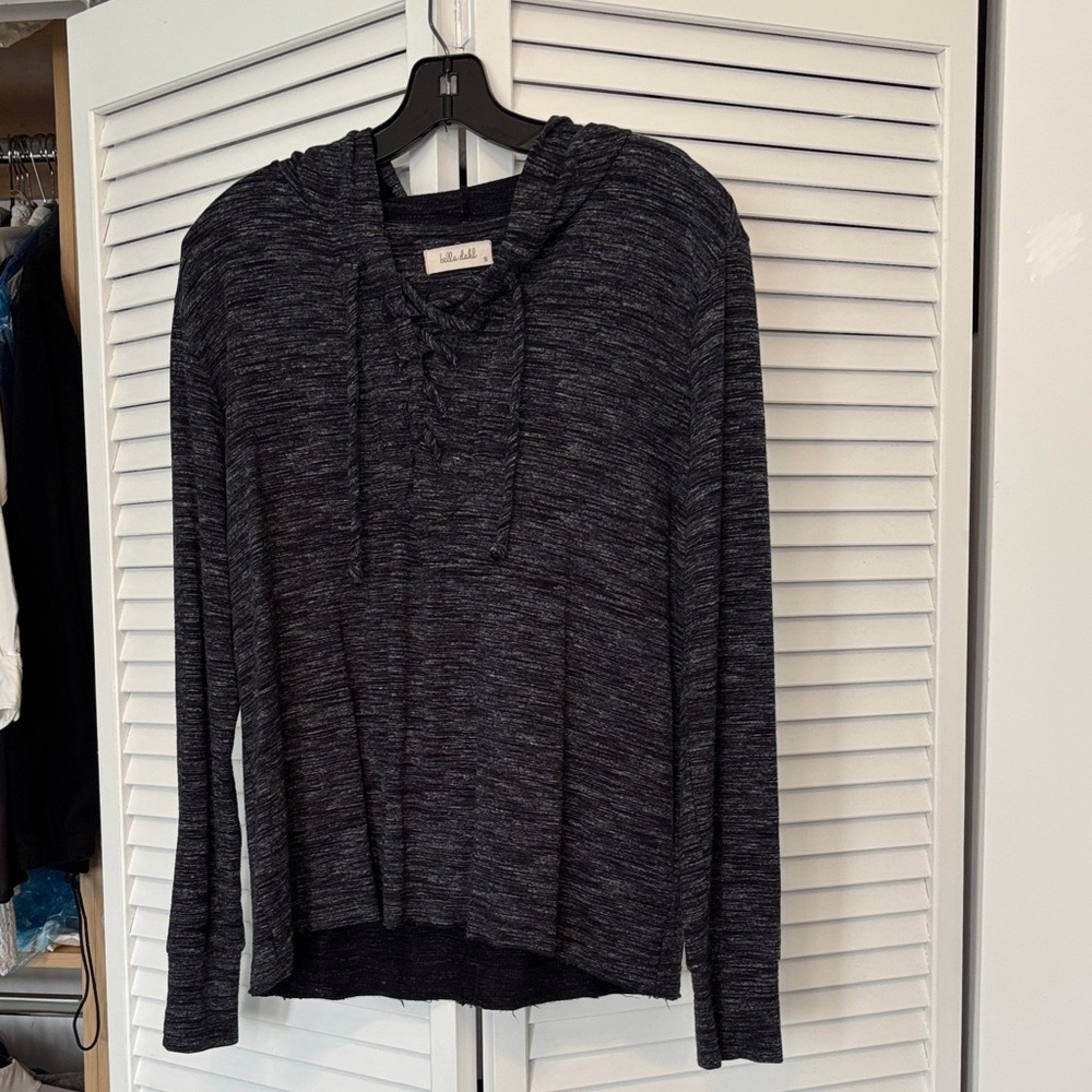 Bella Dahl Charcoal and Black Lace up Hoodie